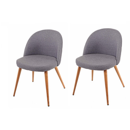 2x chaise de salle à manger fauteuil, style rétro années 50, en tissu - gris foncé