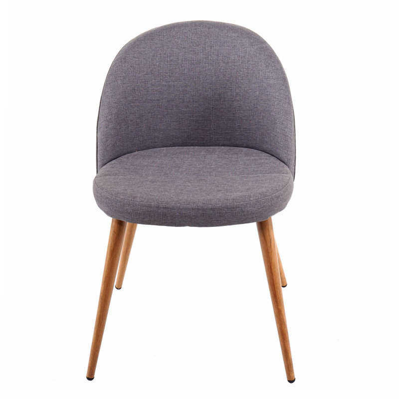2x chaise de salle à manger fauteuil, style rétro années 50, en tissu - gris foncé
