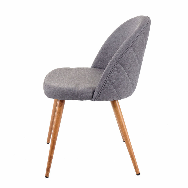 2x chaise de salle à manger fauteuil, style rétro années 50, en tissu - gris foncé