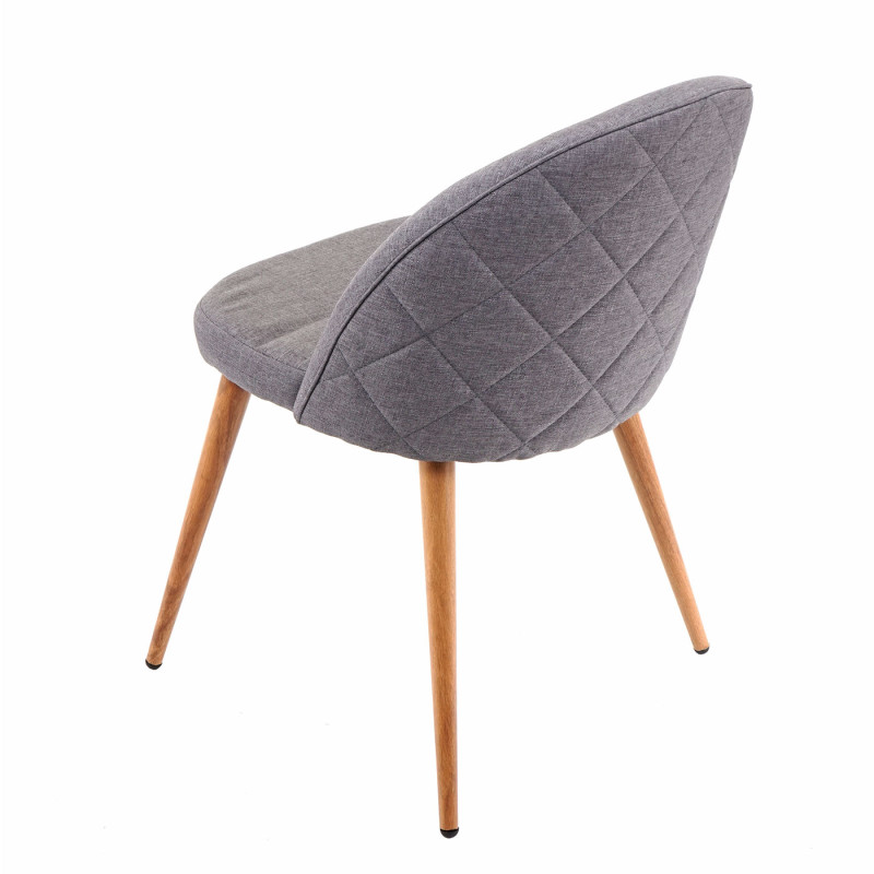 2x chaise de salle à manger fauteuil, style rétro années 50, en tissu - gris foncé