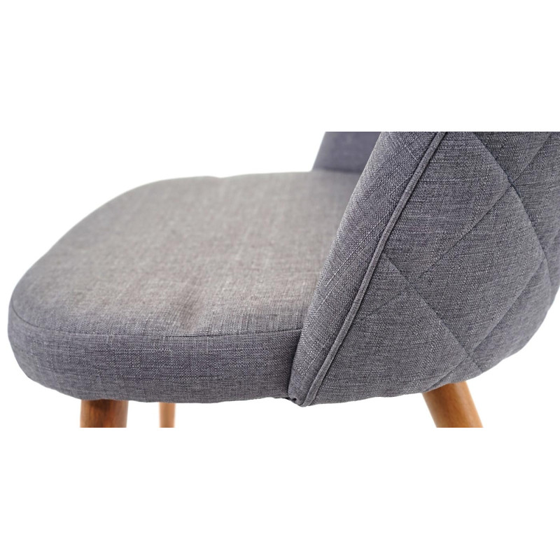 2x chaise de salle à manger fauteuil, style rétro années 50, en tissu - gris foncé