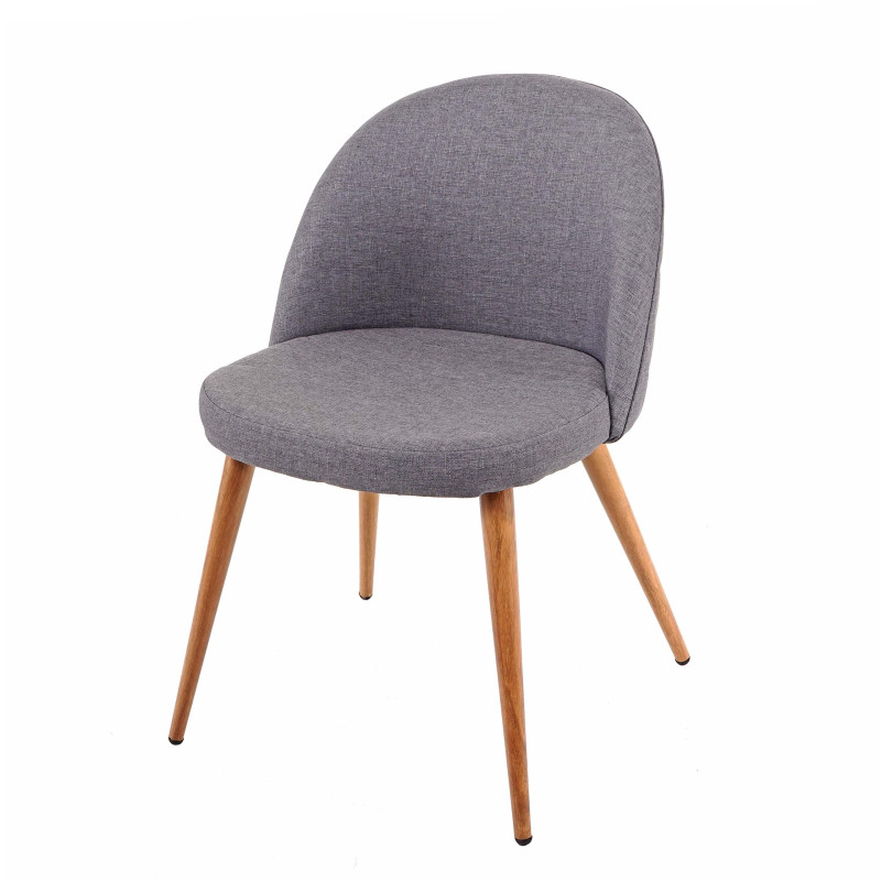 2x chaise de salle à manger fauteuil, style rétro années 50, en tissu - gris foncé