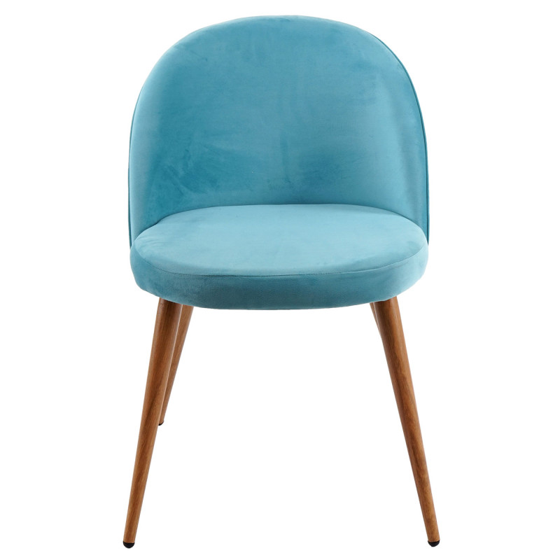 4x chaise de salle à manger fauteuil, style rétro années 50, en velours - bleu turquoise