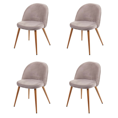 4x chaise de salle à manger fauteuil, style rétro années 50, en velours - gris brun