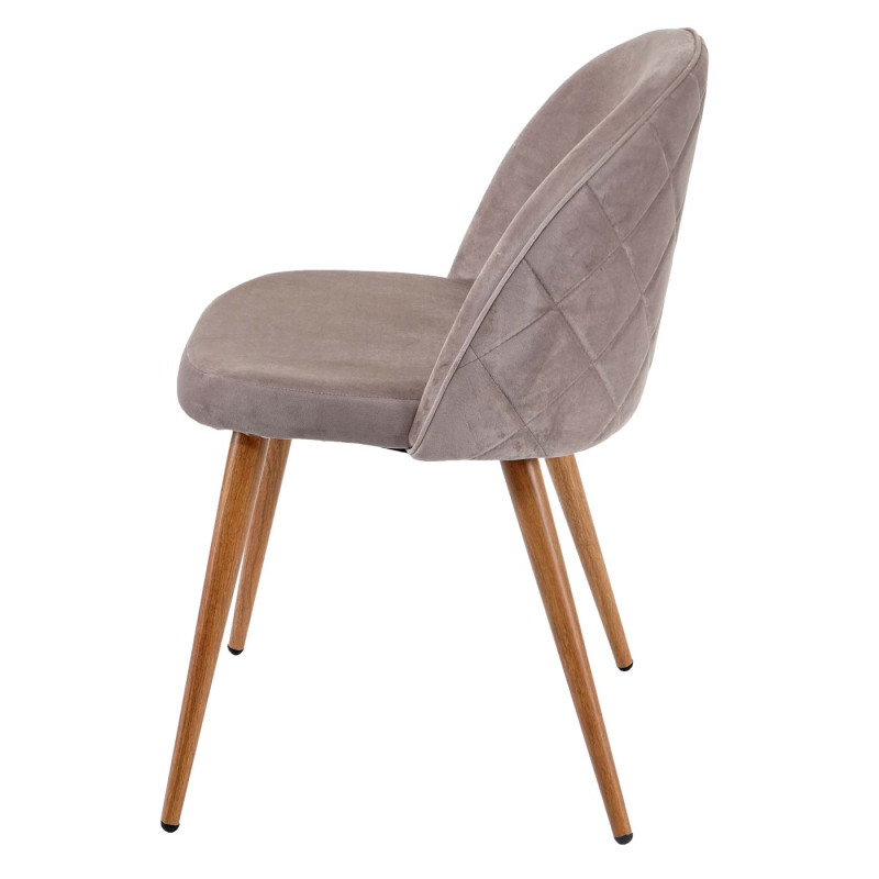 4x chaise de salle à manger fauteuil, style rétro années 50, en velours - gris brun