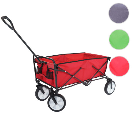 Chariot pliable charette à bras, charette de jardin - sans toit/poche arrière, rouge