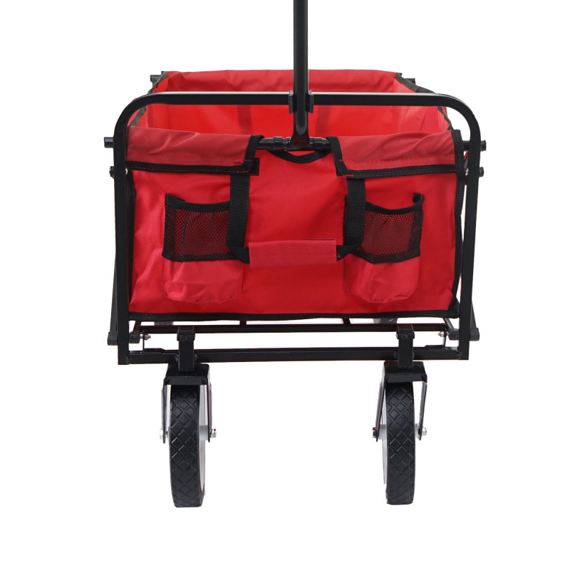 Chariot pliable charette à bras, charette de jardin - sans toit/poche arrière, rouge