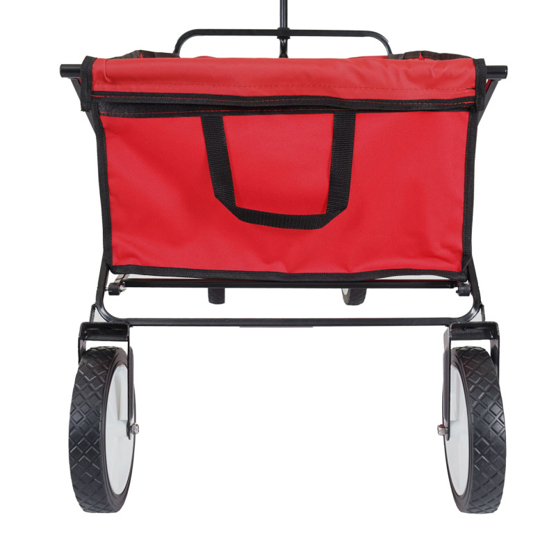 Chariot pliable charette à bras, charette de jardin - sans toit/poche arrière, rouge