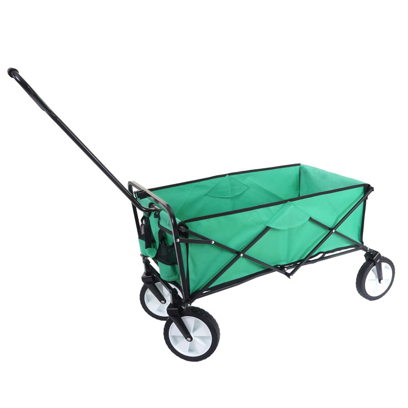 Chariot pliable charette à bras, charette de jardin - sans toit/poche arrière, vert