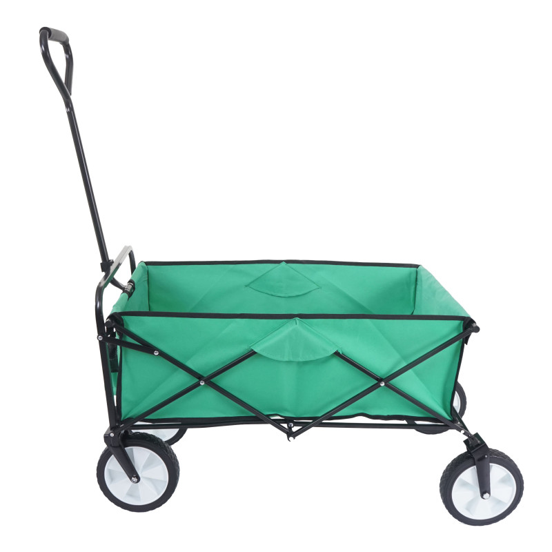 Chariot pliable charette à bras, charette de jardin - sans toit/poche arrière, vert