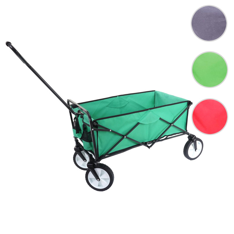 Chariot pliable charette à bras, charette de jardin - sans toit/poche arrière, vert