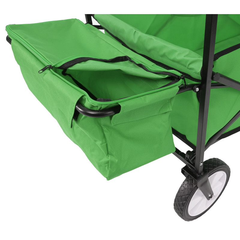 Chariot pliable charette à bras, charette de jardin - avec toit et poche arrière, vert