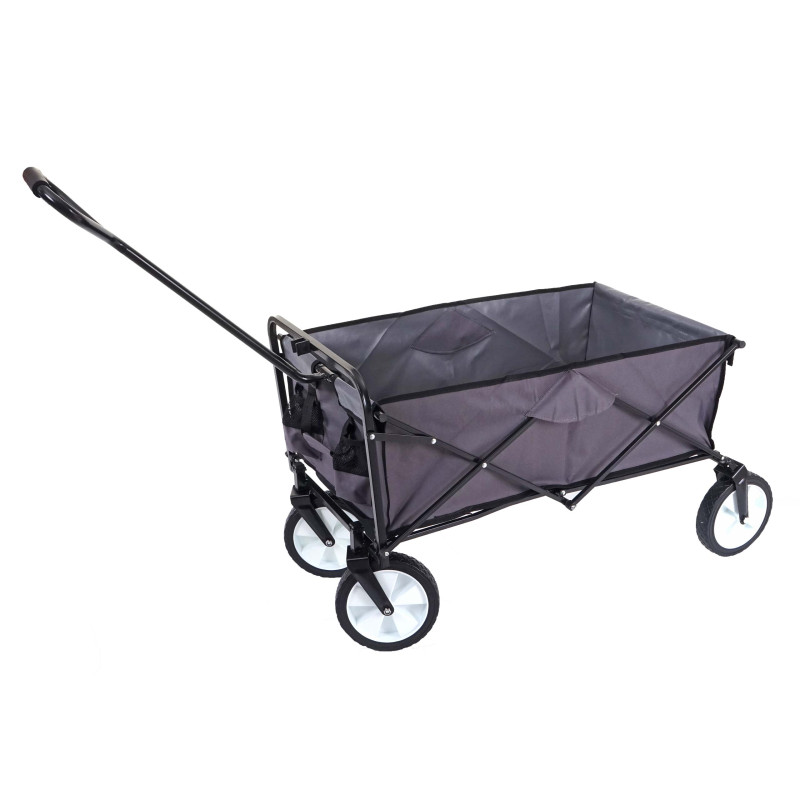 Chariot pliable charette à bras, charette de jardin - sans toit/poche arrière, gris