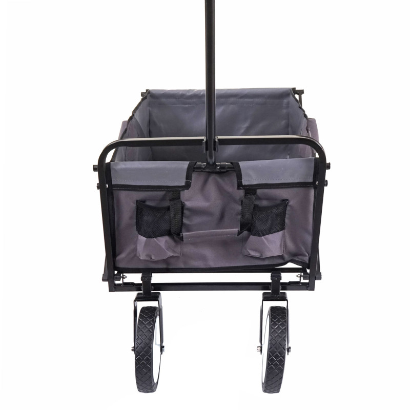 Chariot pliable charette à bras, charette de jardin - sans toit/poche arrière, gris