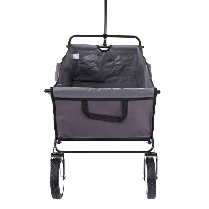 Chariot pliable charette à bras, charette de jardin - sans toit/poche arrière, gris