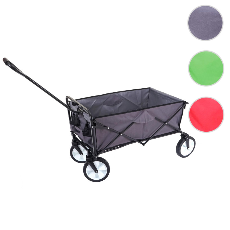 Chariot pliable charette à bras, charette de jardin - sans toit/poche arrière, gris