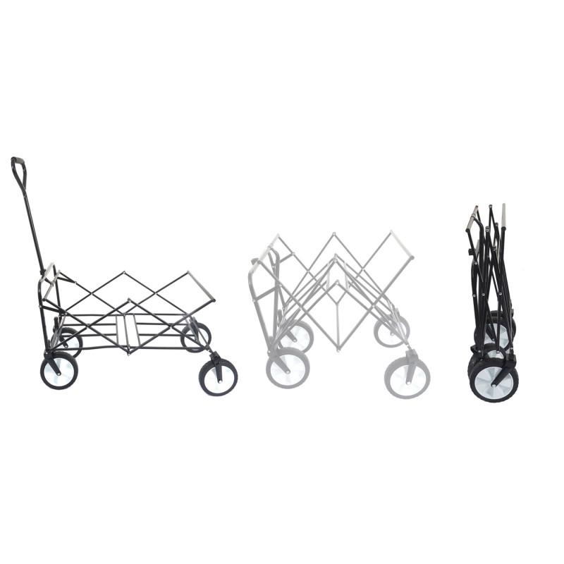 Chariot pliable charette à bras, charette de jardin - sans toit/poche arrière, gris