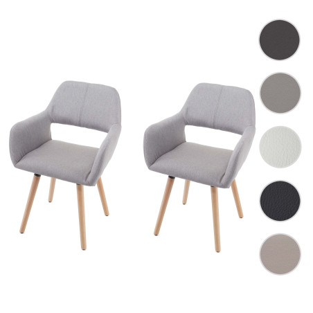 2x chaise de salle à manger fauteuil, style rétro années 50 - simillicuir, beige, pieds clairs