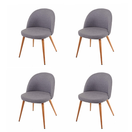 4x chaise de salle à manger fauteuil, style rétro années 50, en tissu - gris foncé