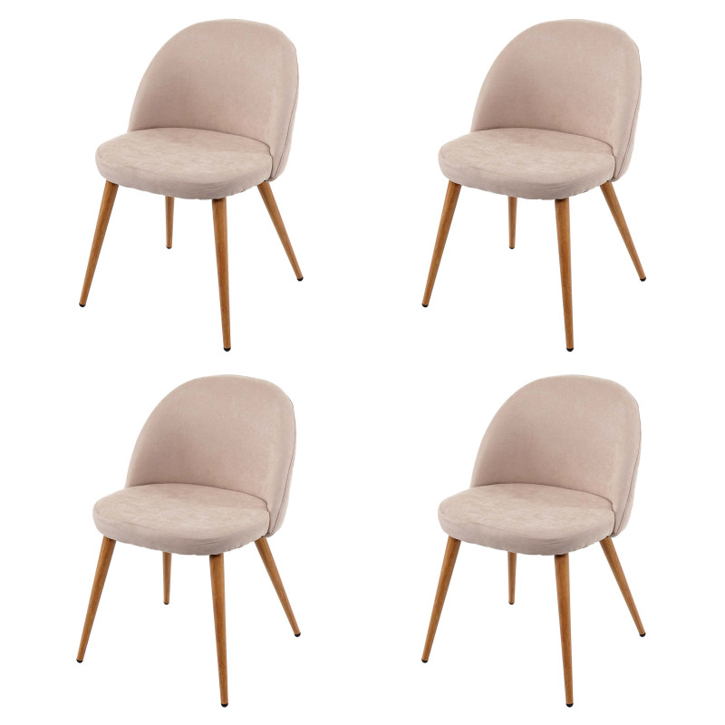 4x chaise de salle à manger fauteuil, style rétro années 50, en tissu - beige