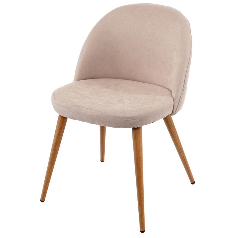 4x chaise de salle à manger fauteuil, style rétro années 50, en tissu - beige