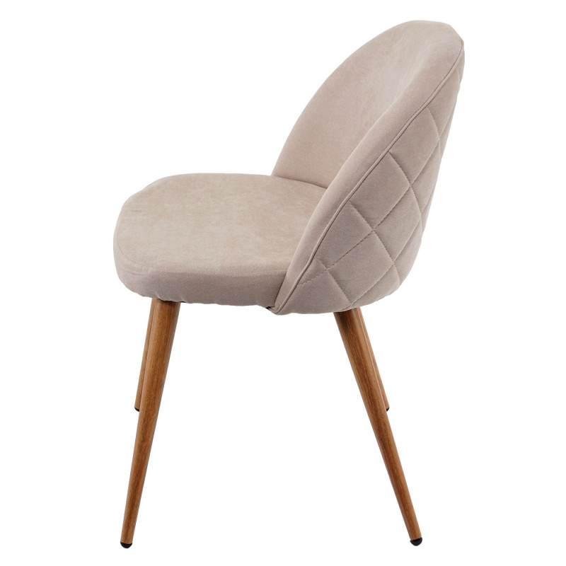 4x chaise de salle à manger fauteuil, style rétro années 50, en tissu - beige