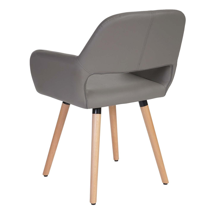 2x chaise de salle à manger fauteuil, style rétro années 50 - simillicuir, couleur taupe,pieds clairs