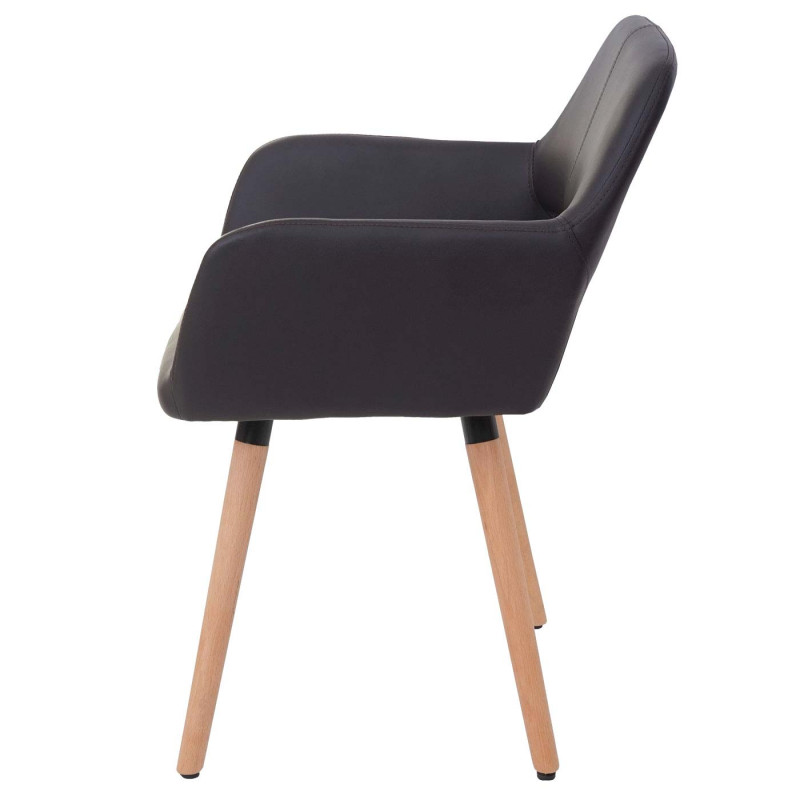 2x chaise de salle à manger fauteuil, style rétro années 50 - simillicuir, marron, pieds clairs