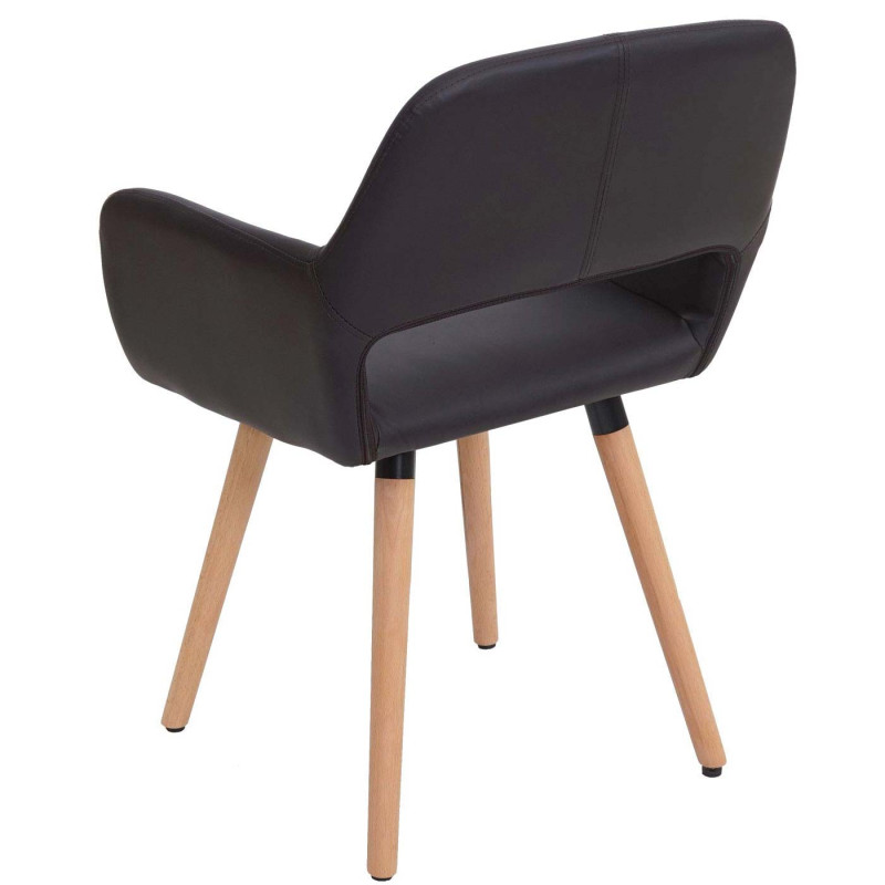 2x chaise de salle à manger fauteuil, style rétro années 50 - simillicuir, marron, pieds clairs