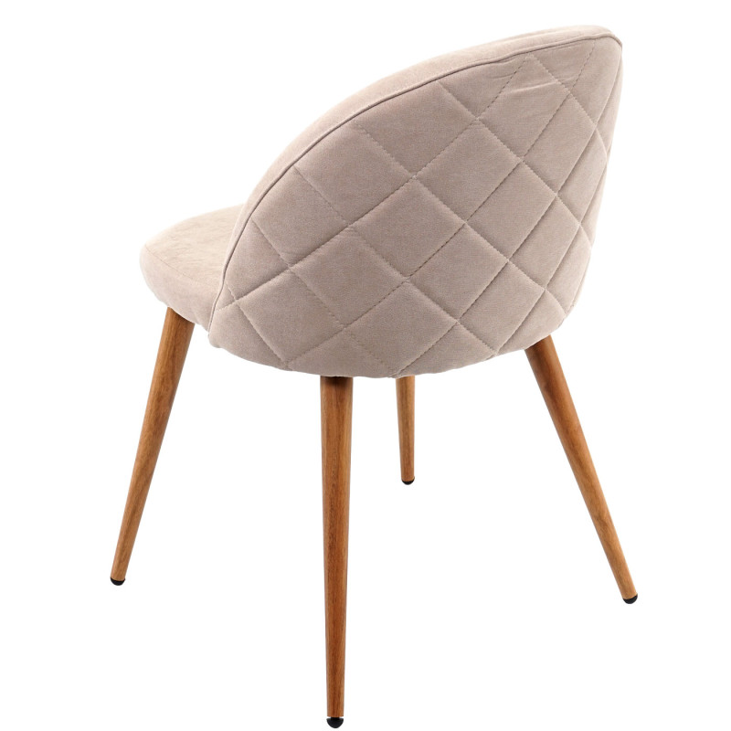 6x chaise de salle à manger fauteuil, style rétro années 50, en tissu - beige