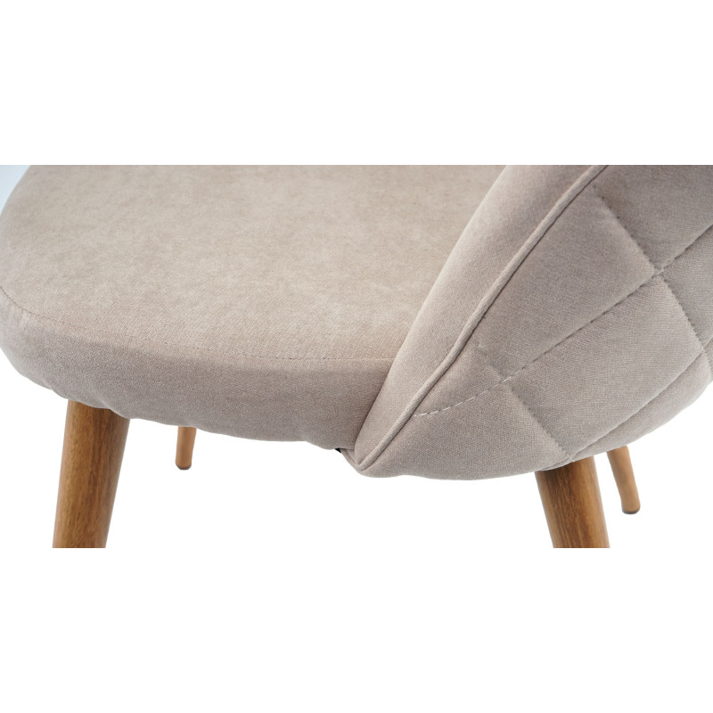 6x chaise de salle à manger fauteuil, style rétro années 50, en tissu - beige