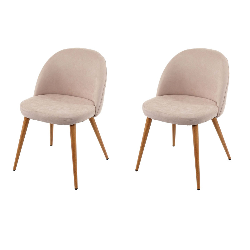 2x chaise de salle à manger fauteuil, style rétro années 50, en tissu - beige