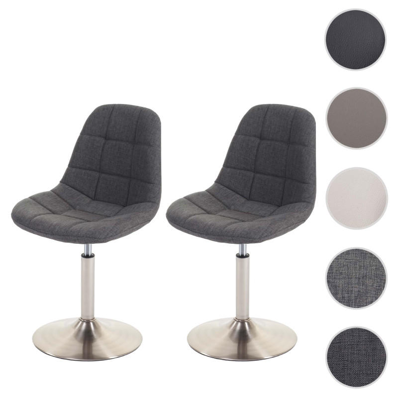 2x chaise de salle à manger fauteuil oscillant - tissu gris, pied en métal brossé