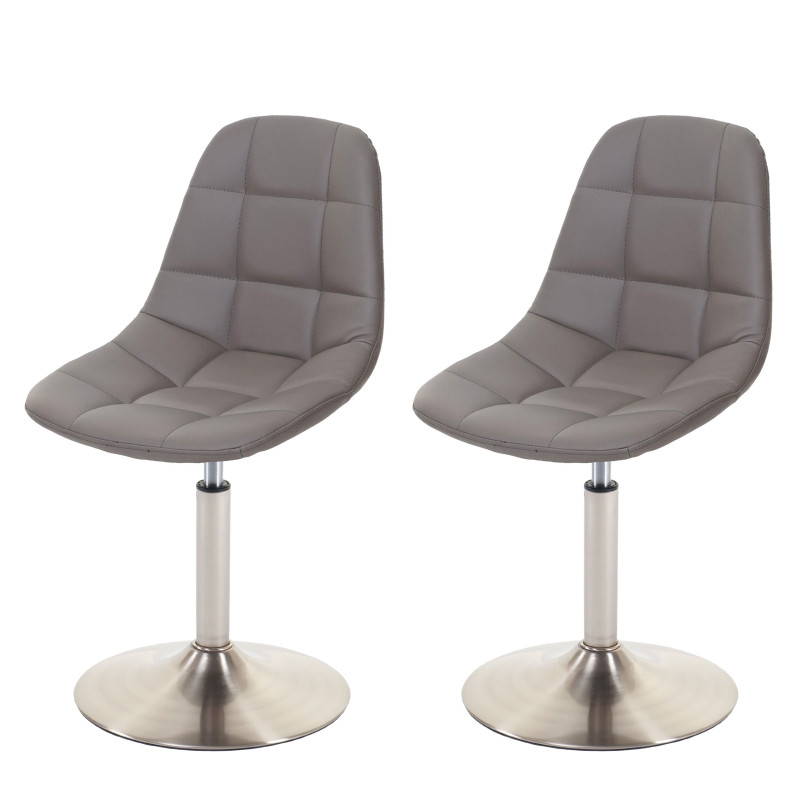 2x chaise de salle à manger fauteuil oscillant - similicuir en couleur taupe, pied en métal brossé