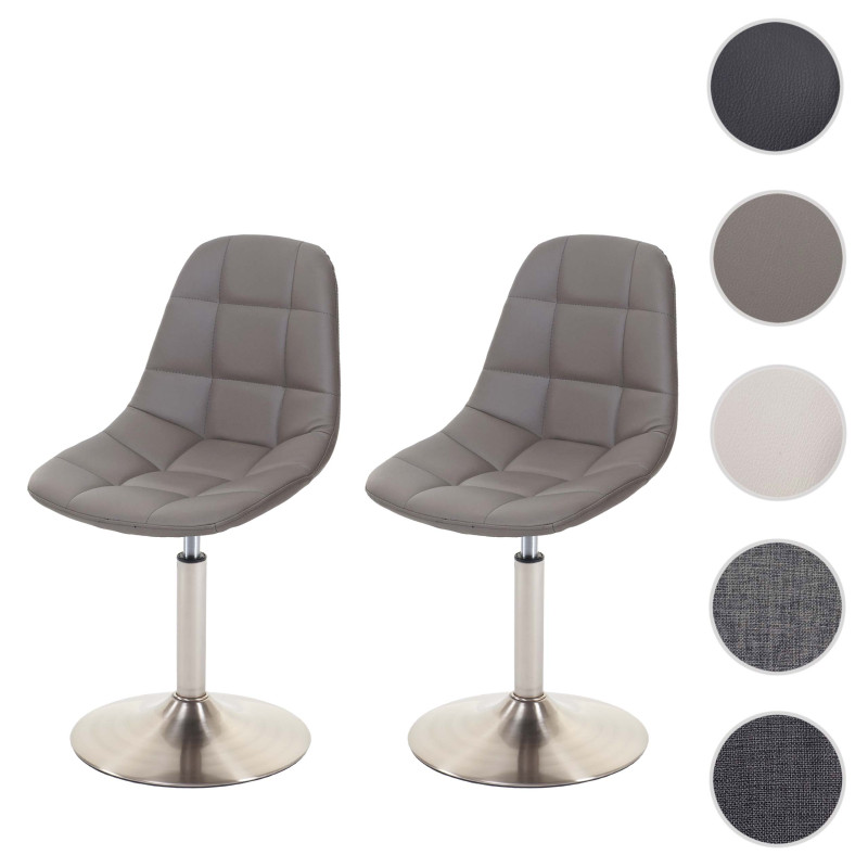 2x chaise de salle à manger fauteuil oscillant - similicuir en couleur taupe, pied en métal brossé