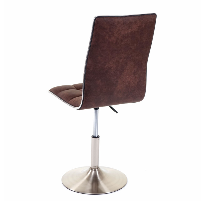 2x chaise de salle à manger oscillant, pied en métal brossé, tissu - vintage marron foncé