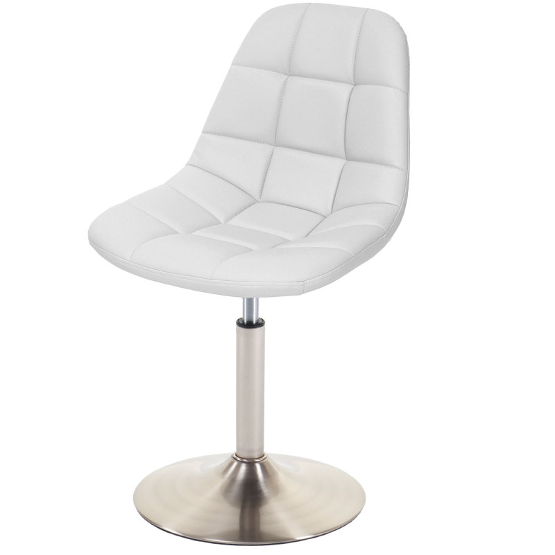2x chaise de salle à manger fauteuil oscillant - similicuir blanc, pied en métal brossé