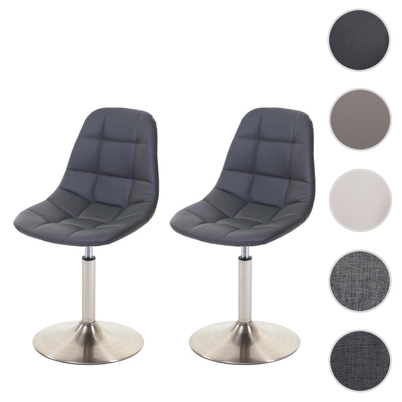 2x chaise de salle à manger fauteuil oscillant - similicuir gris, pied en métal brossé