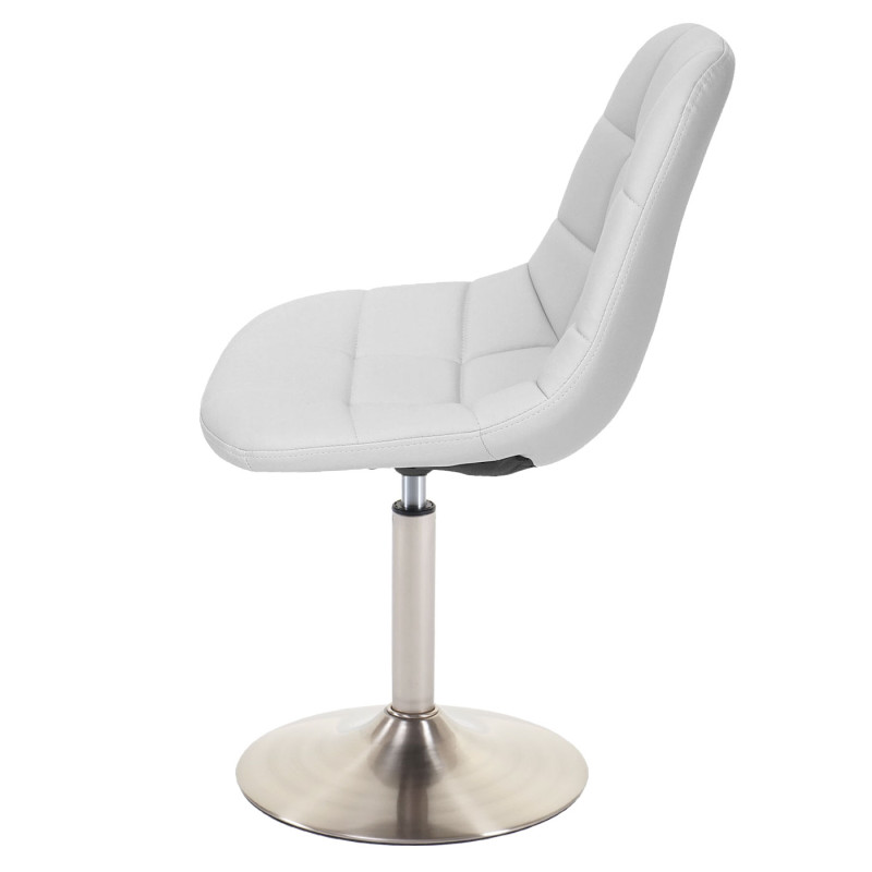 2x chaise de salle à manger fauteuil oscillant - similicuir blanc, pied en métal brossé