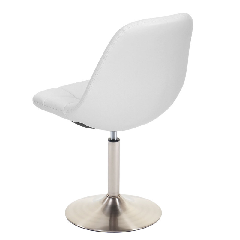 2x chaise de salle à manger fauteuil oscillant - similicuir blanc, pied en métal brossé