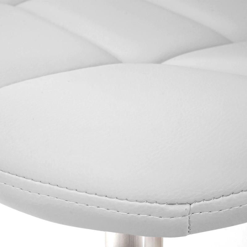 2x chaise de salle à manger fauteuil oscillant - similicuir blanc, pied en métal brossé