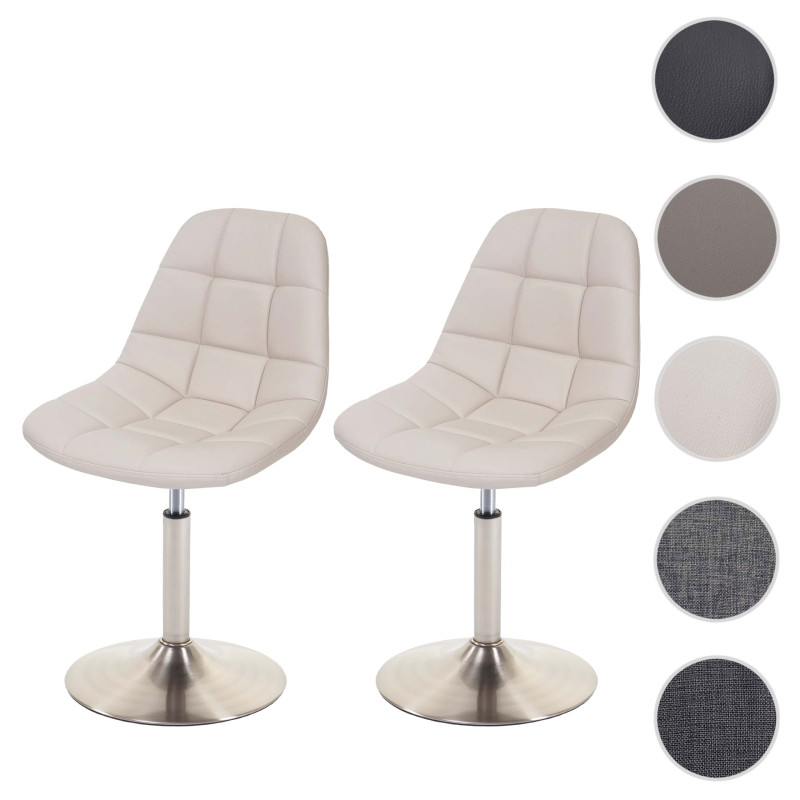 2x chaise de salle à manger fauteuil oscillant - similicuir crème, pied en métal brossé