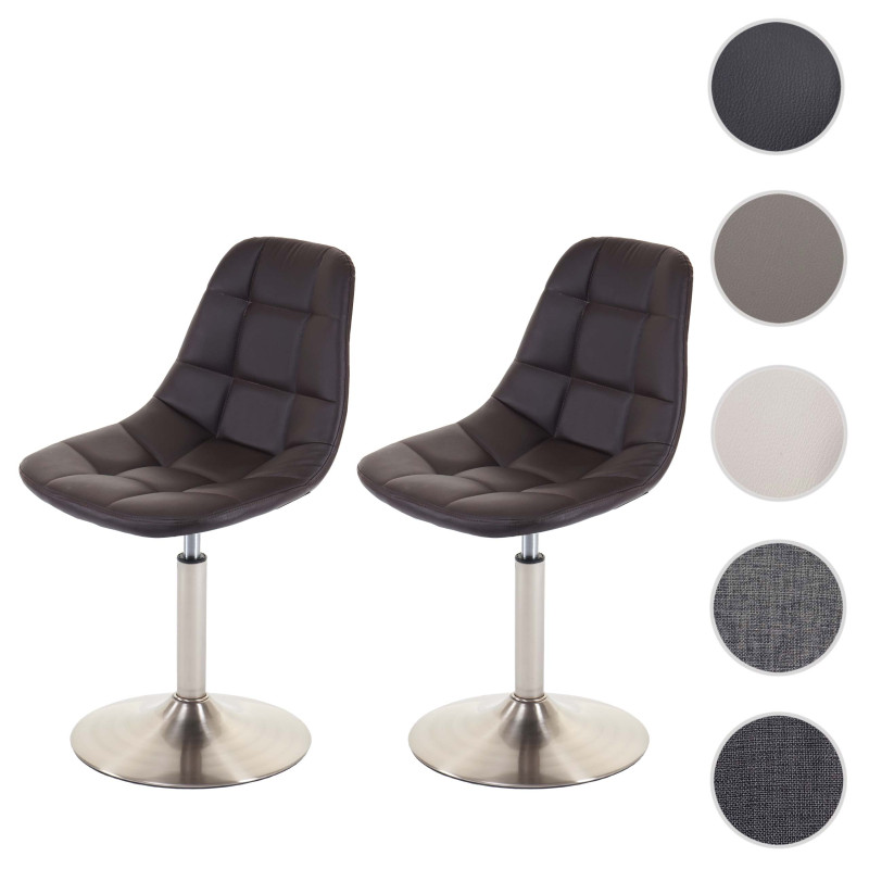 2x chaise de salle à manger fauteuil oscillant - similicuir brun, pied en métal brossé