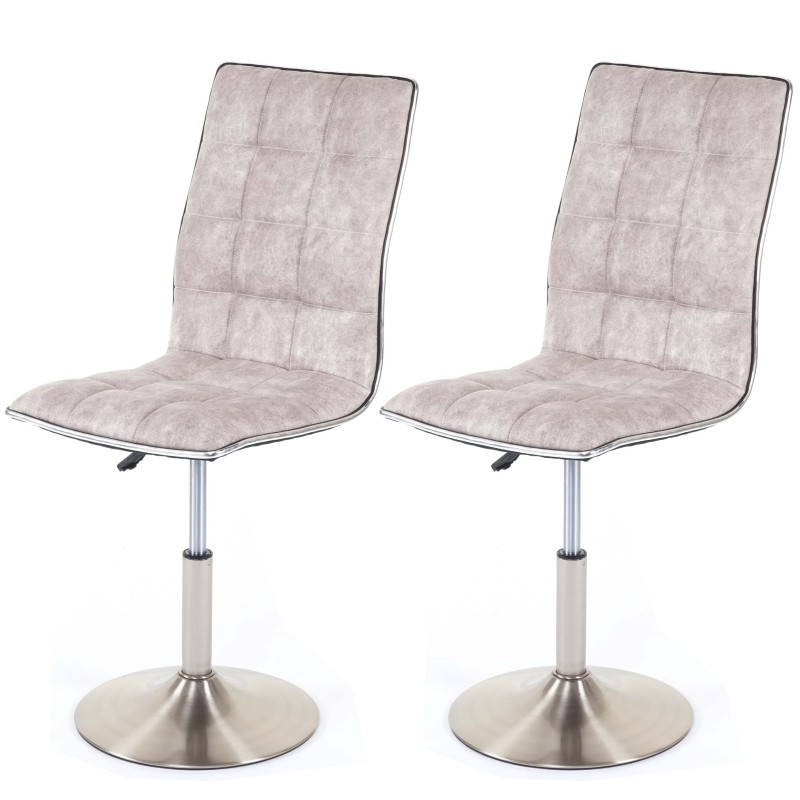 2x chaise de salle à manger oscillant, réglable en hauteur,pied en métal brossé, tissu - vintage gris