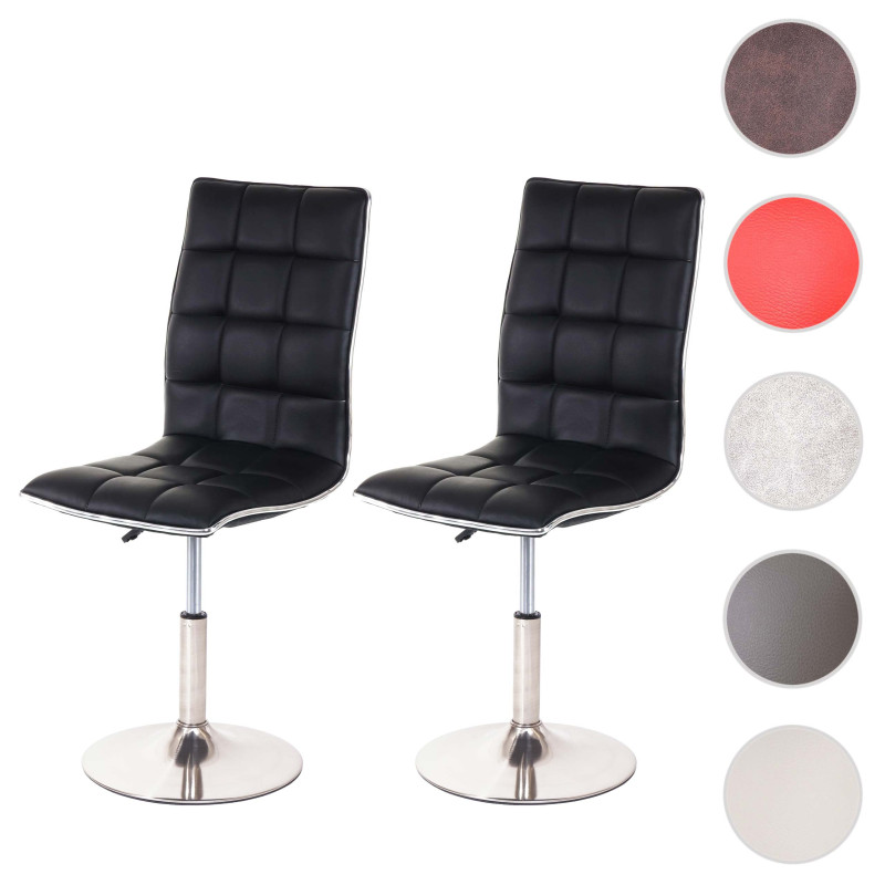 2x chaise de salle à manger réglable en hauteur, pied en métal brossé, similicuir - couleur taupe