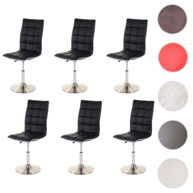 6x chaise de salle à manger oscillant, pied en métal brossé, similicuir - en couleur taupe