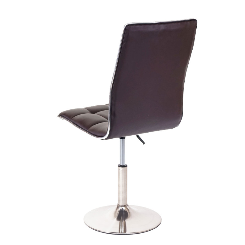 2x chaise de salle à manger oscillant, réglable en hauteur, pied en métal brossé,similicuir - marron