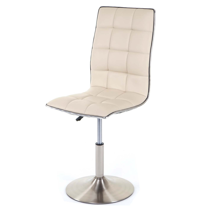 2x chaise de salle à manger oscillant, réglable en hauteur, pied en métal brossé, similicuir - crème