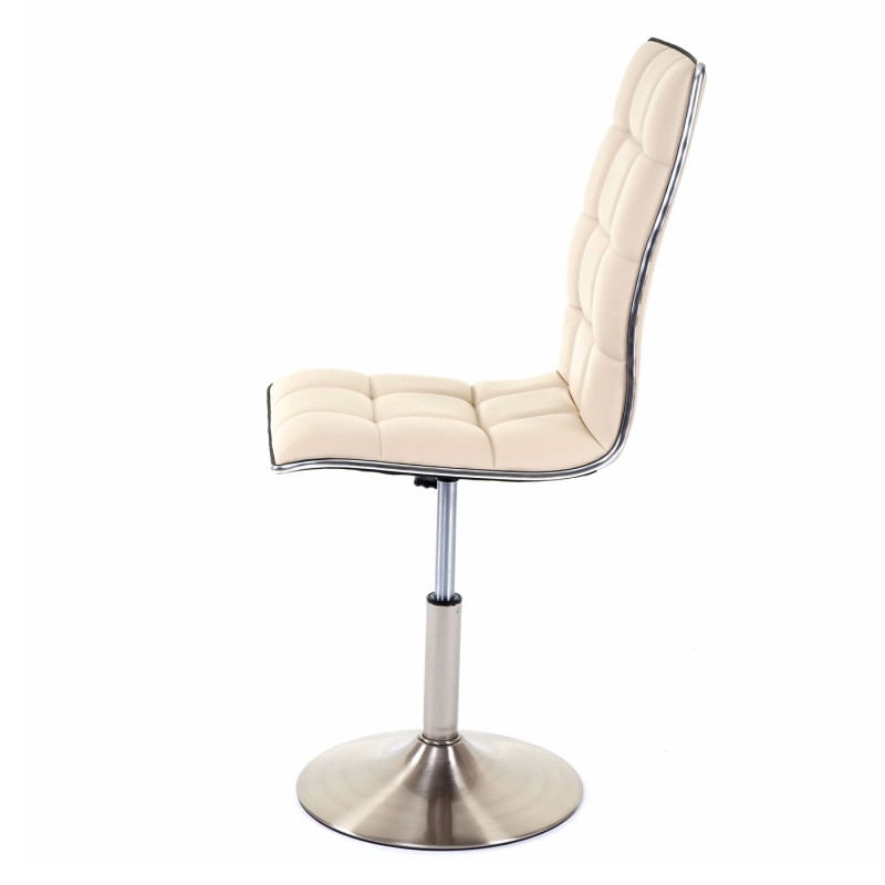 2x chaise de salle à manger oscillant, réglable en hauteur, pied en métal brossé, similicuir - crème