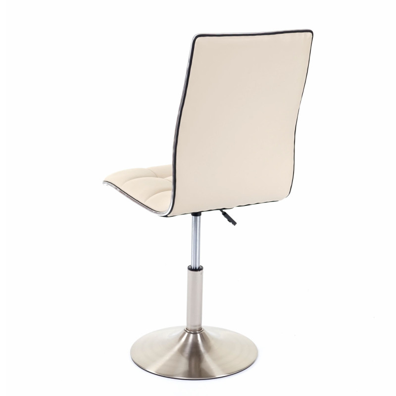 2x chaise de salle à manger oscillant, réglable en hauteur, pied en métal brossé, similicuir - crème